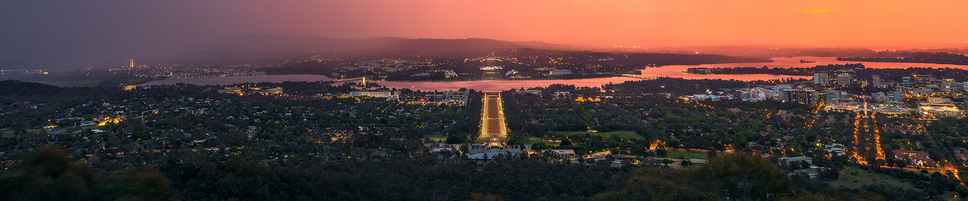 View from Mount Ainslie at sunset, Canberra, ACT